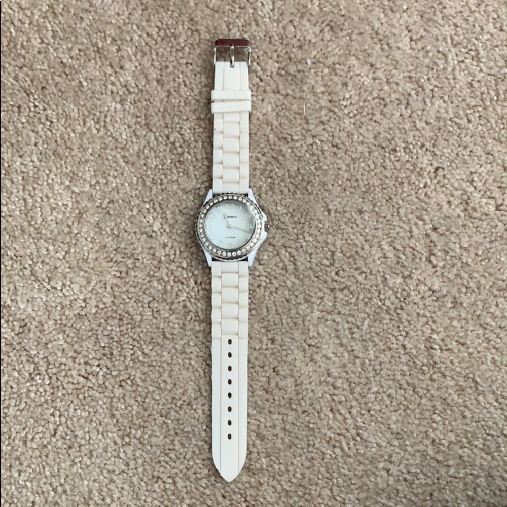 White and silver watch